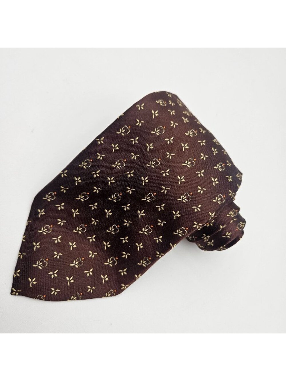 Barneys New York Brown Floral Flower 62" Silk Tie